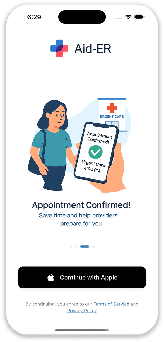 Aid-ER appointment confirmation screen